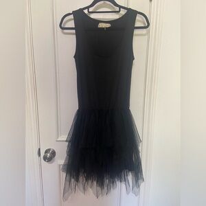 A'reve LIKE NEW black drop waist tutu style ballet cocktail sleeveless dress S